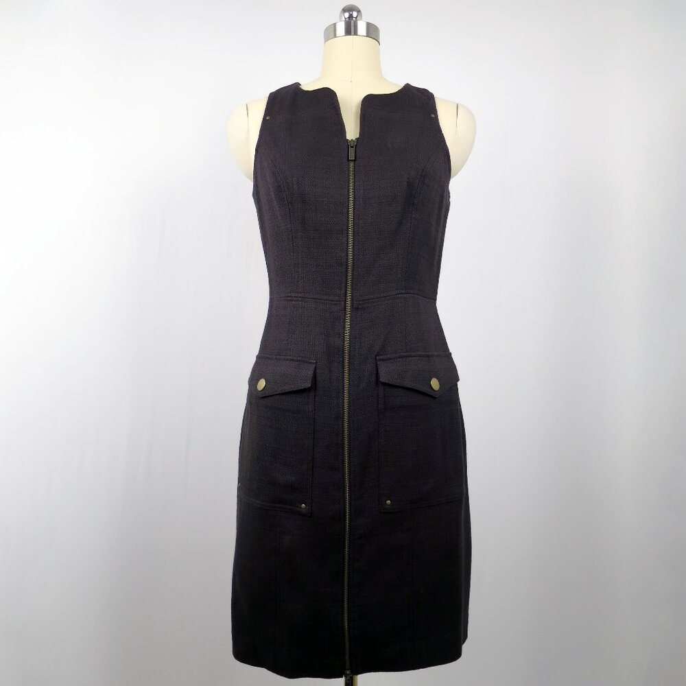 NWT Banana Republic Heritage Basketweave Zip Dress in Rich Chocolate Size 6